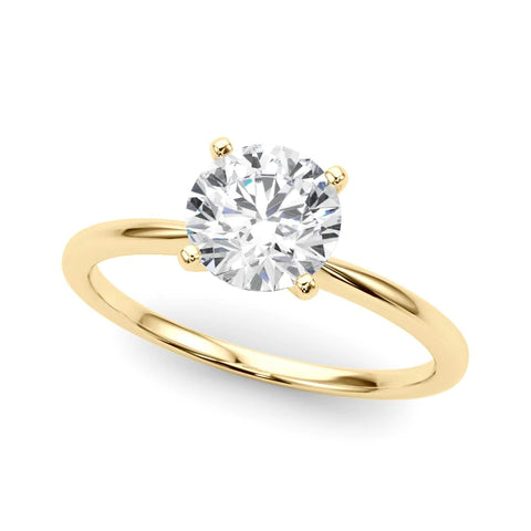 4 Prong Solitaire Round Cut Engagement Ring, 0.50 Ct., 14K Yellow Gold, Lab Grown Diamond