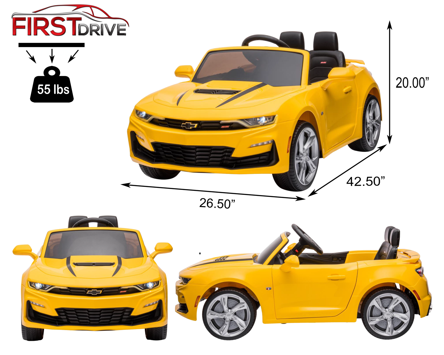 Chevrolet Camaro Licensed -Red- Ride On Car w/ Bluetooth & Parental Re