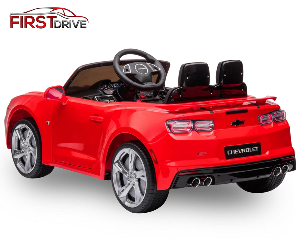 
            
                Load image into Gallery viewer, Chevrolet Camaro Licensed -Red- Ride On Car w/ Bluetooth &amp;amp; Parental Remote - By First Drive
            
        