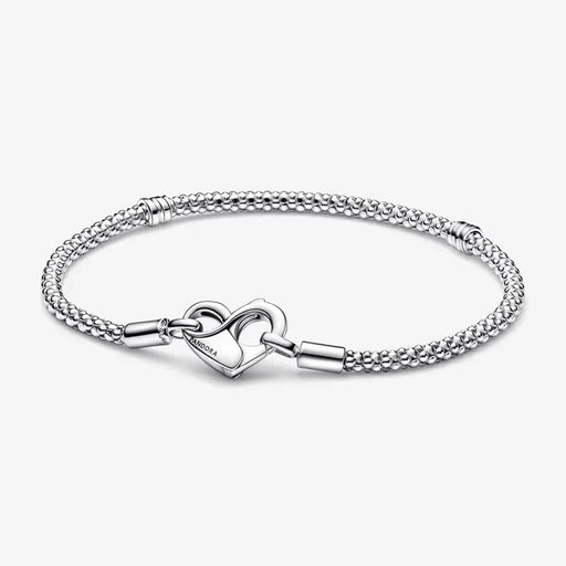 Pandora Moments Heart Clasp Snake Chain Necklace, Sterling silver