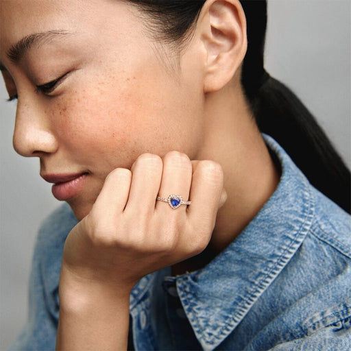 Pandora Celestial Blue Sparkling Moon Ring