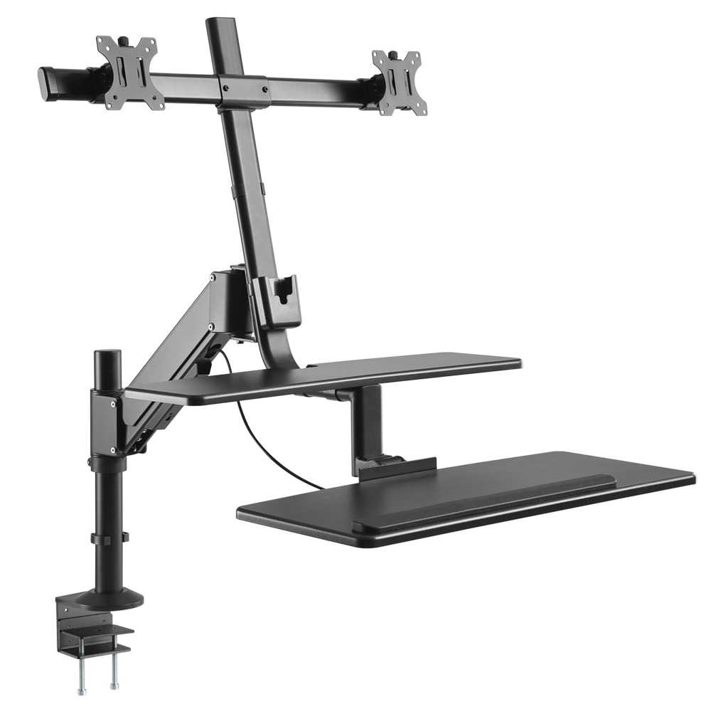 Onkron Desk Mount Sit Stand Workstation With Dual Monitor Mount