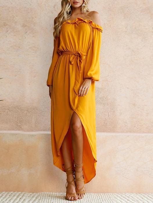 mustard yellow long sleeve maxi dress