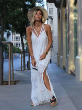 Load image into Gallery viewer, Summer Lace V-Neck Stitching Sling Sexy Backless Beach Dress
