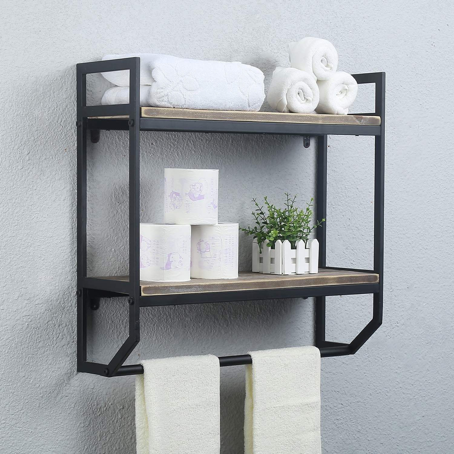 silver bathroom shelves