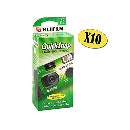 Fujifilm QuickSnap Flash 400 Disposable 35mm Camera + Quality Photo Microfiber Cloth (10 Pack)