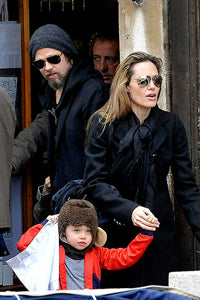Angelina Jolie, Brad Pitt & Shiloh Jolie Pitt with Baby Lovie