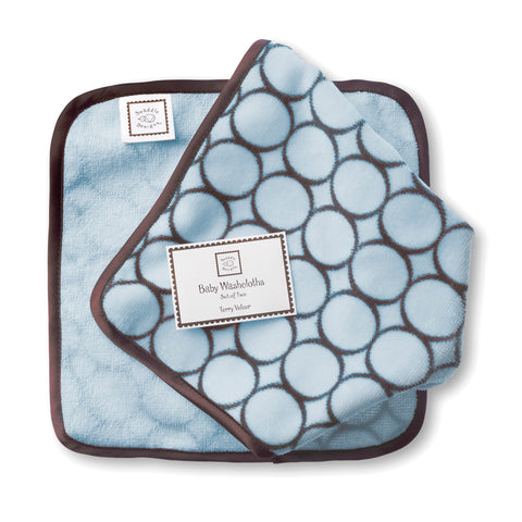 Terry Velour Baby Washcloths - Brown Mod Circles, Pastel Blue –  SwaddleDesigns