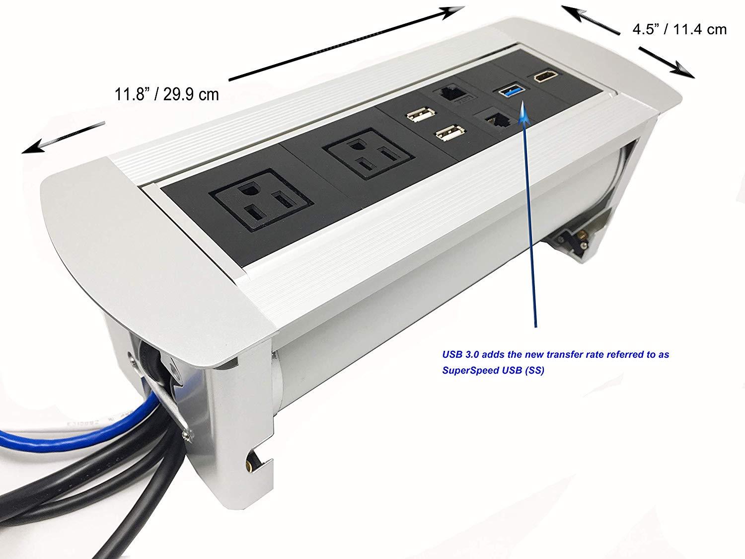 Power Plug In Desk Power Center Media Module Cat 6 Usb Hdmi Ac Ul