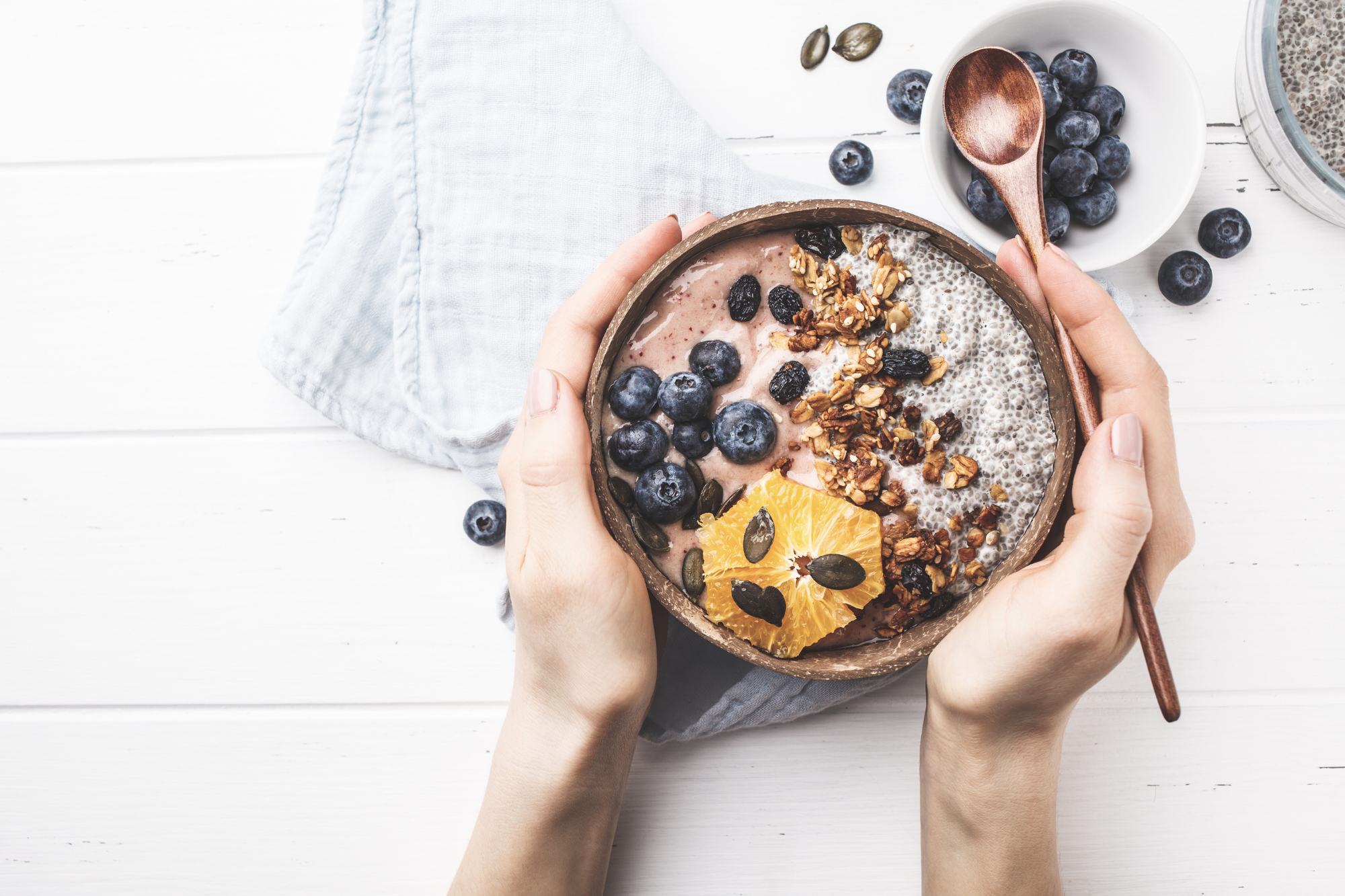 breakfast smoothie bowl with chia seeds