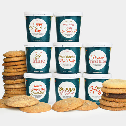 Valentine's Day Be Mine Ice Cream and cookie gift collection 8 pints 24 cookies