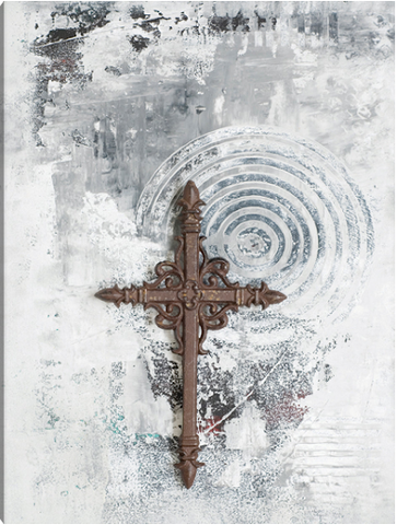 Snowy Silver Cross Canvas