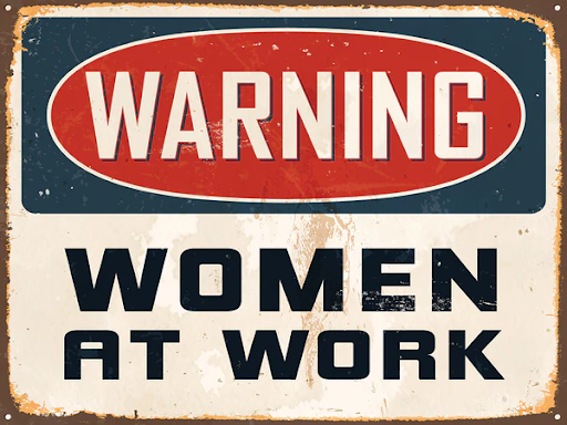 Warning Women at Work Canvas Art