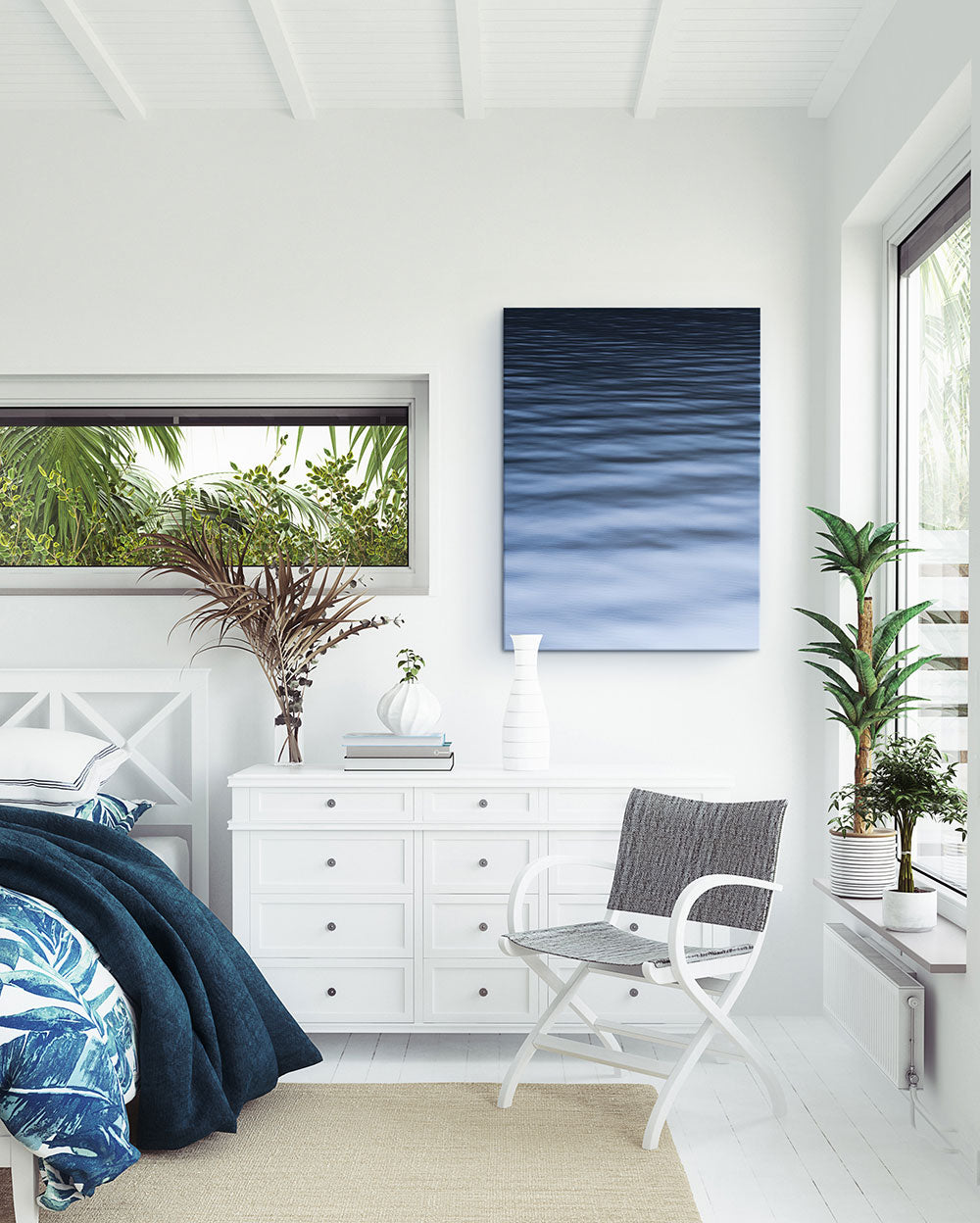 Fine Art Canvas' Sea Sil by Shot by Clint hanging on a coastal bedroom wall.