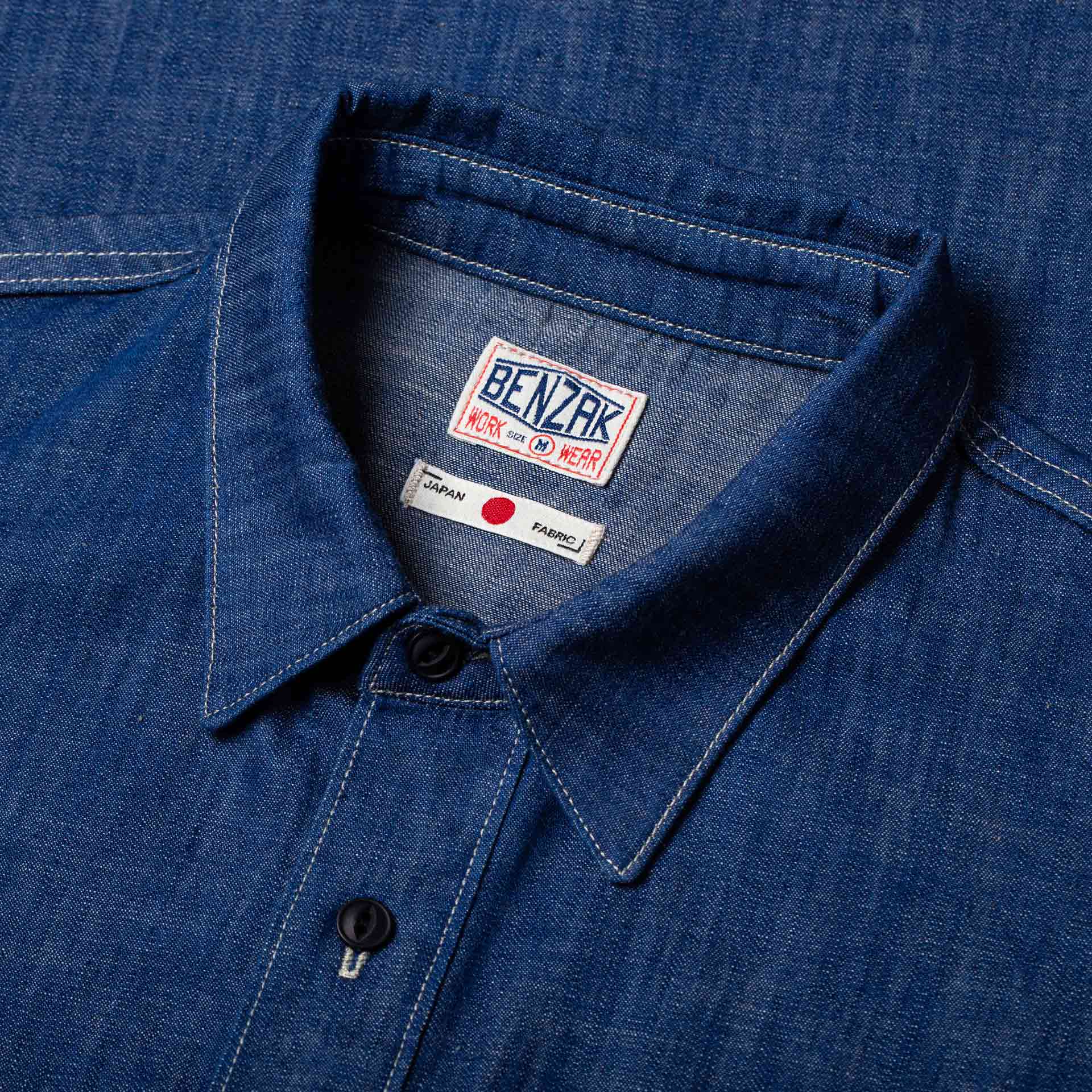 BWS-01 WORK SHIRT  oz. vintage blue denim | BENZAK – Benzak Denim  Developers