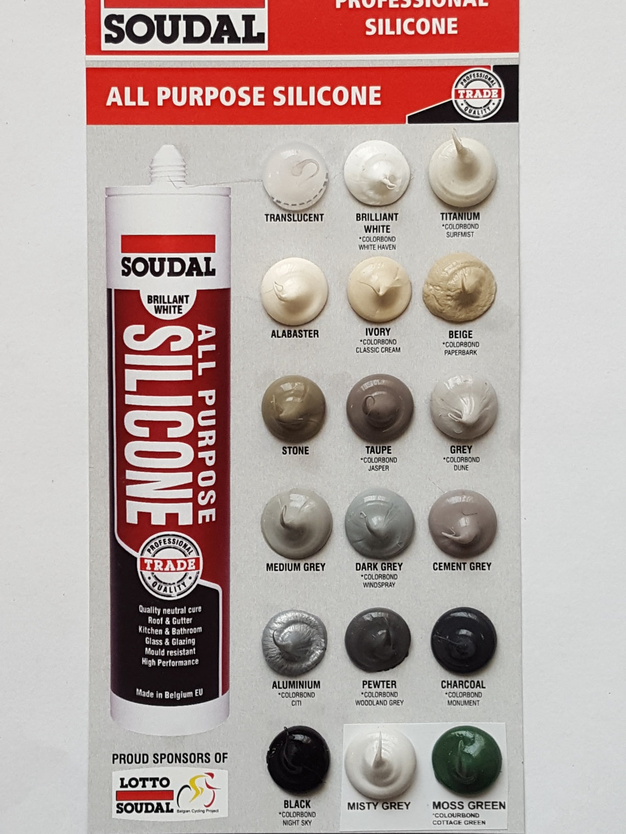 Silicone Colour Chart