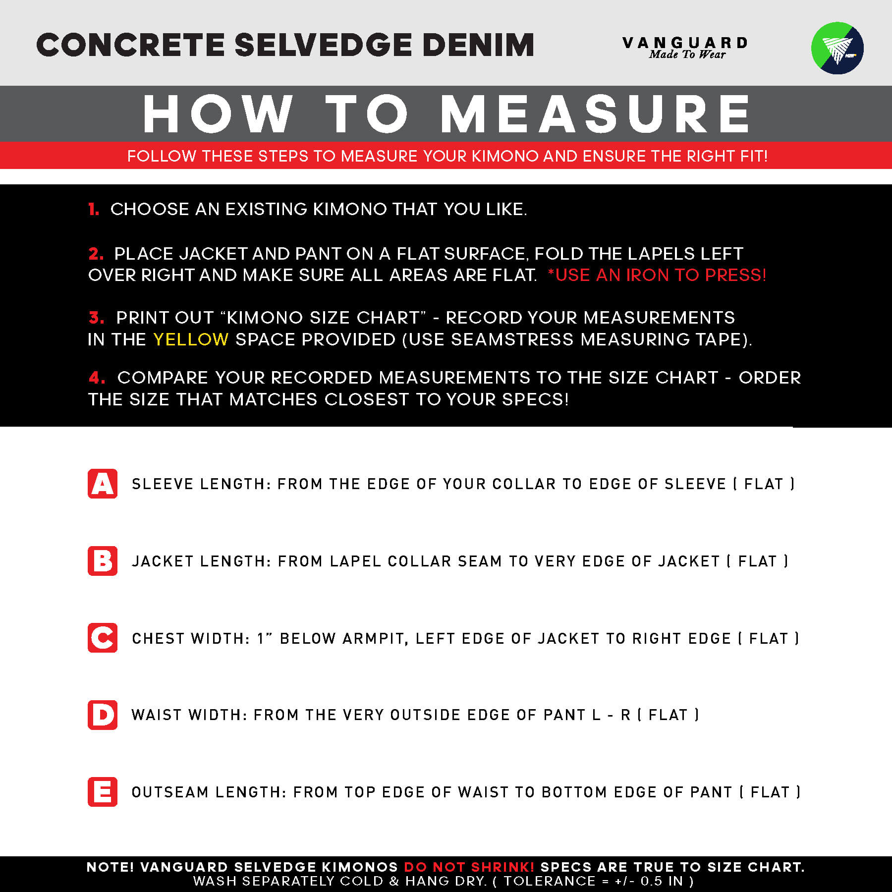 Concrete Selvedge Denim How to measure your Gi