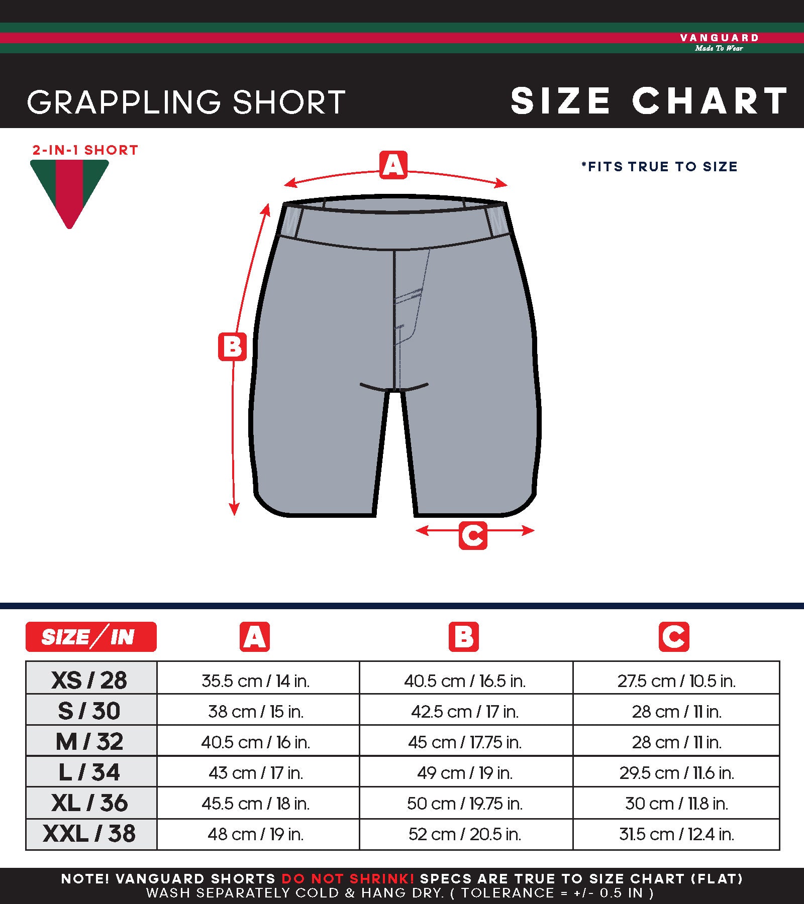 Guccio Short Size Chart