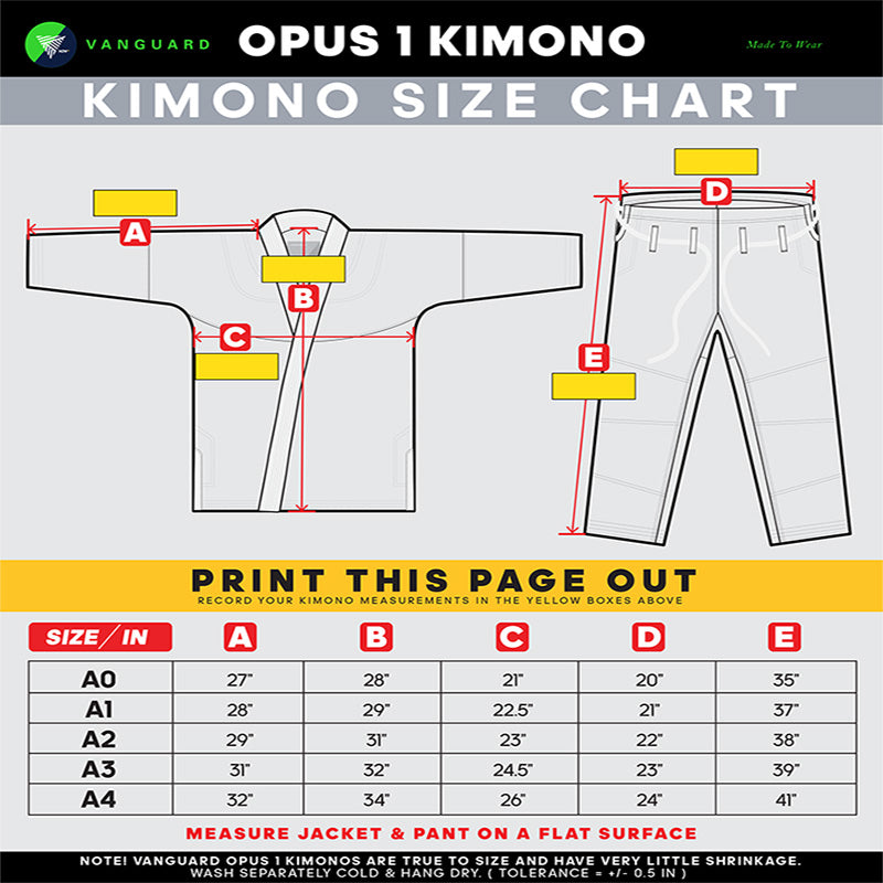 Opus Size Chart