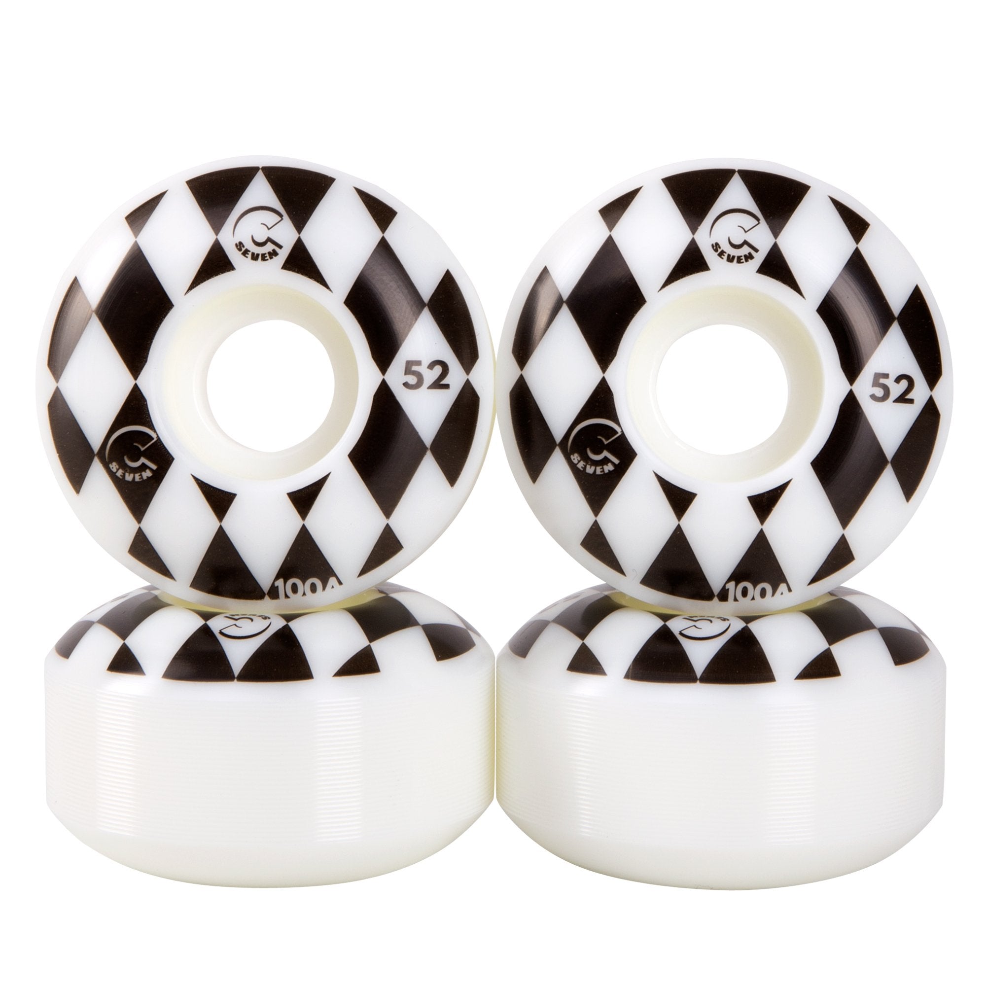 Cal 7 Catch-22 Skateboard Wheels, 52mm & 100A, Black & White Design (Speedway) - Pump Skate product image