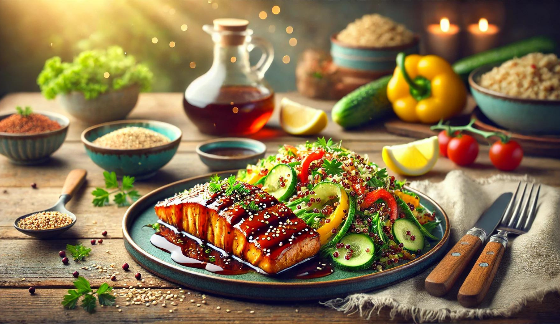 Teriyaki Grilled Fish with Quinoa Salad