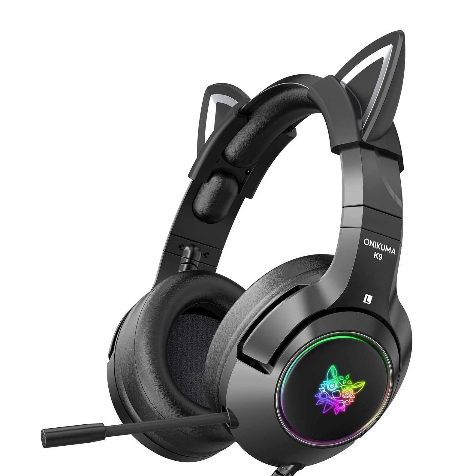 Cat Ears Gaming Headset Over Ear Headphones For Ps5 Ps4 Xbox One 