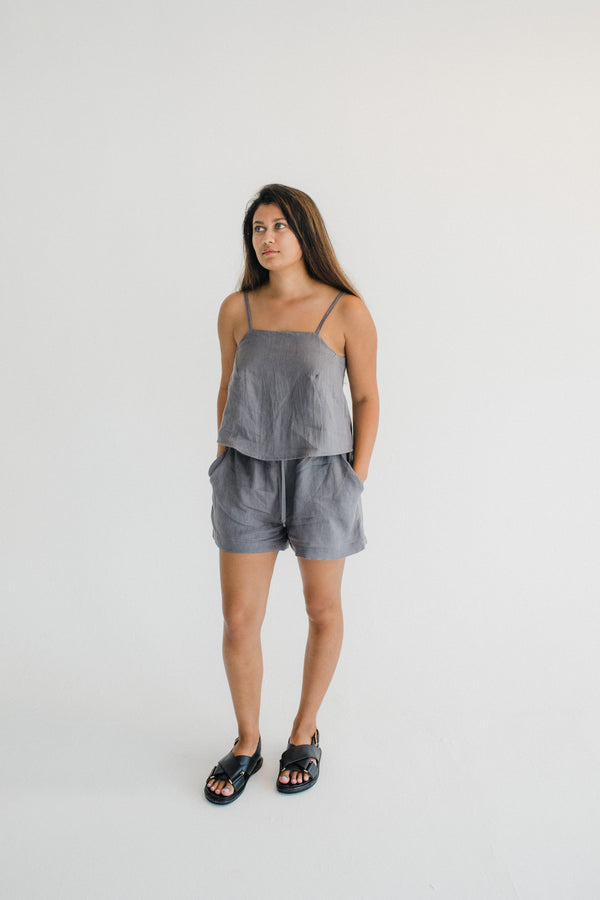 Charcoal Linen Shorts