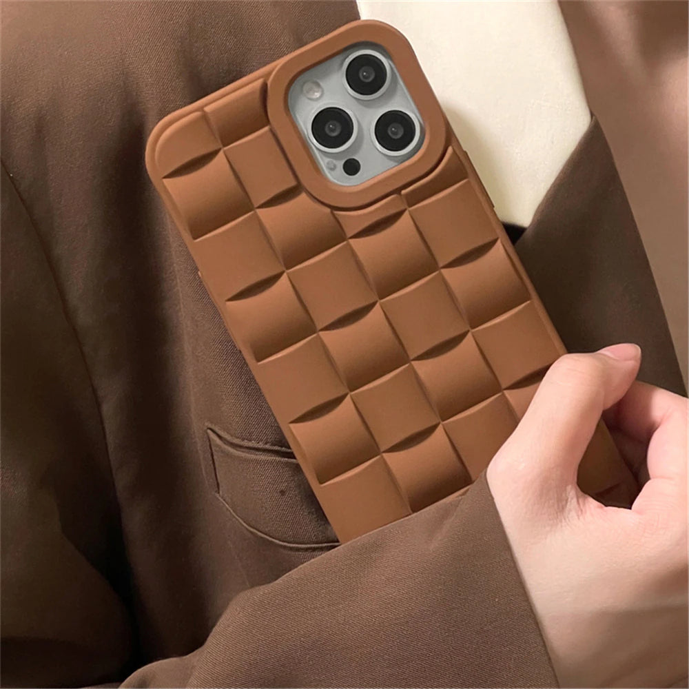 3D Cube Pattern Soft Silicone Phone Case For iPhone 13 Pro Max 14 Matte Shockproof Cover