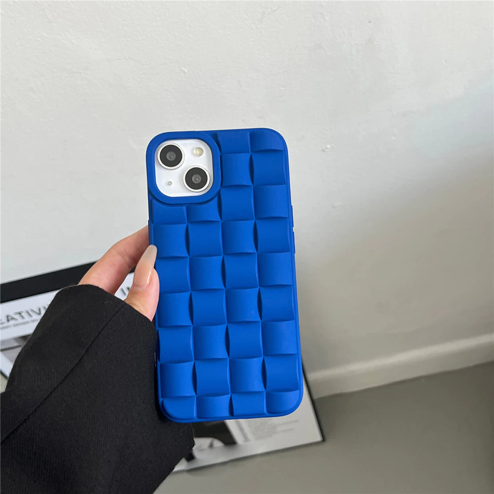 3D Cube Pattern Soft Silicone Phone Case For iPhone 13 Pro Max 14 Matte Shockproof Cover