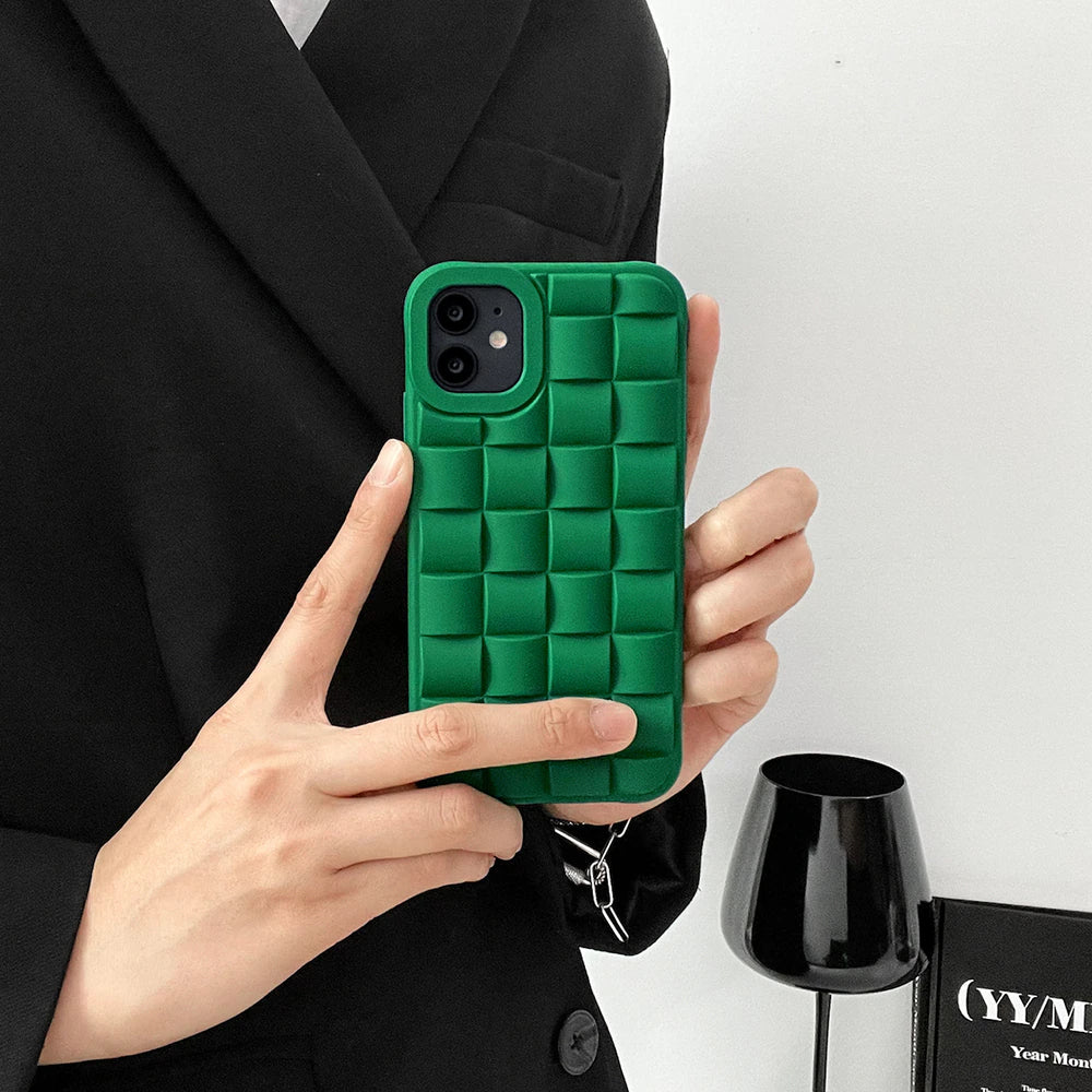 3D Cube Pattern Soft Silicone Phone Case For iPhone 13 Pro Max 14 Matte Shockproof Cover