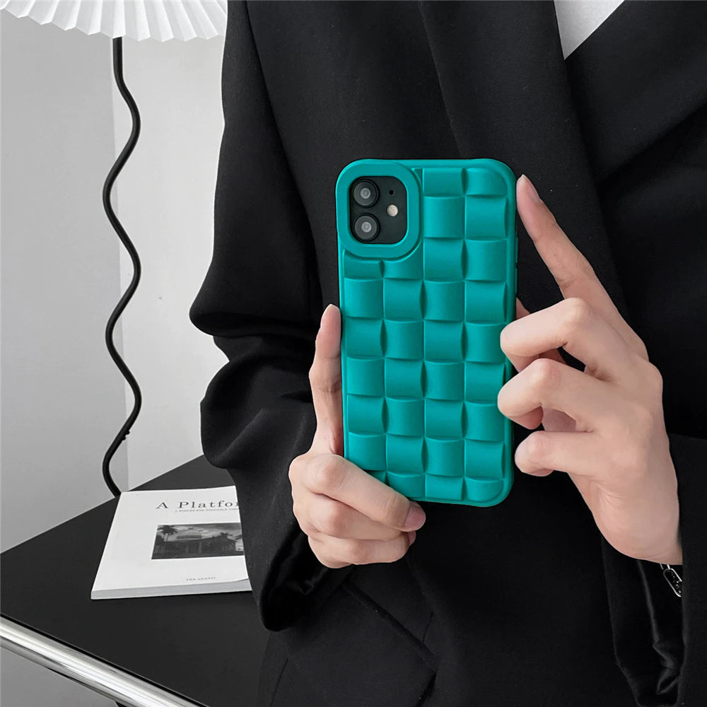 3D Cube Pattern Soft Silicone Phone Case For iPhone 13 Pro Max 14 Matte Shockproof Cover