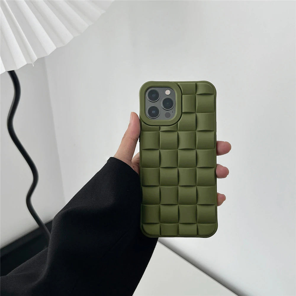 3D Cube Pattern Soft Silicone Phone Case For iPhone 13 Pro Max 14 Matte Shockproof Cover