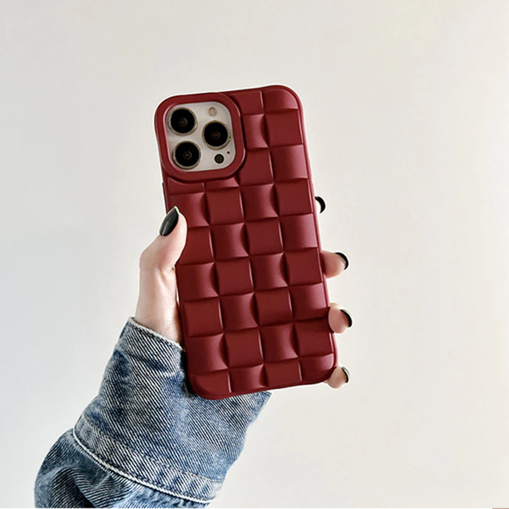 3D Cube Pattern Soft Silicone Phone Case For iPhone 13 Pro Max 14 Matte Shockproof Cover