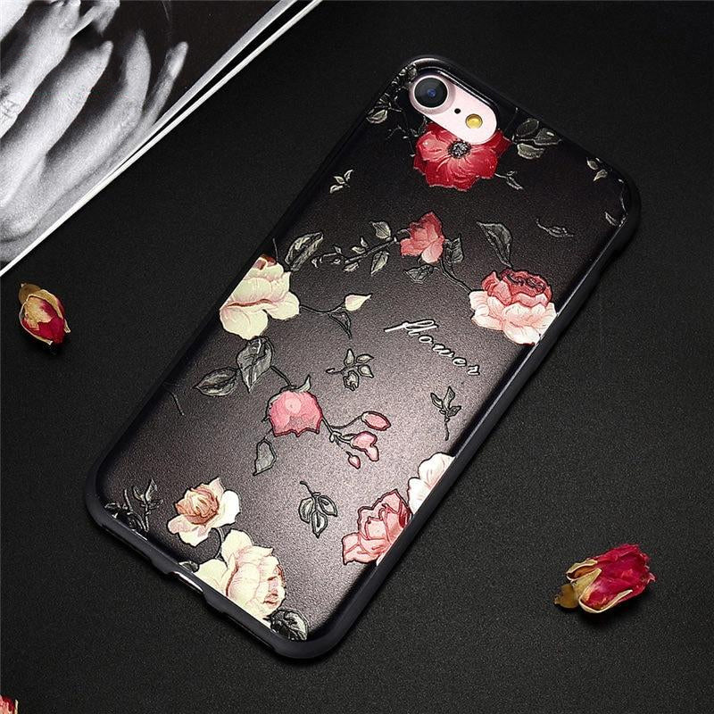 3D Relief Floral Fashion Luxury Cover for iPhone 6 6s iPhone 7 8 Plus Soft Silicone Case for iPhone X XS MAX XR iPhone 5S SE 5