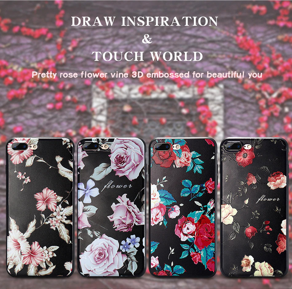 3D Relief Floral Fashion Luxury Cover for iPhone 6 6s iPhone 7 8 Plus Soft Silicone Case for iPhone X XS MAX XR iPhone 5S SE 5