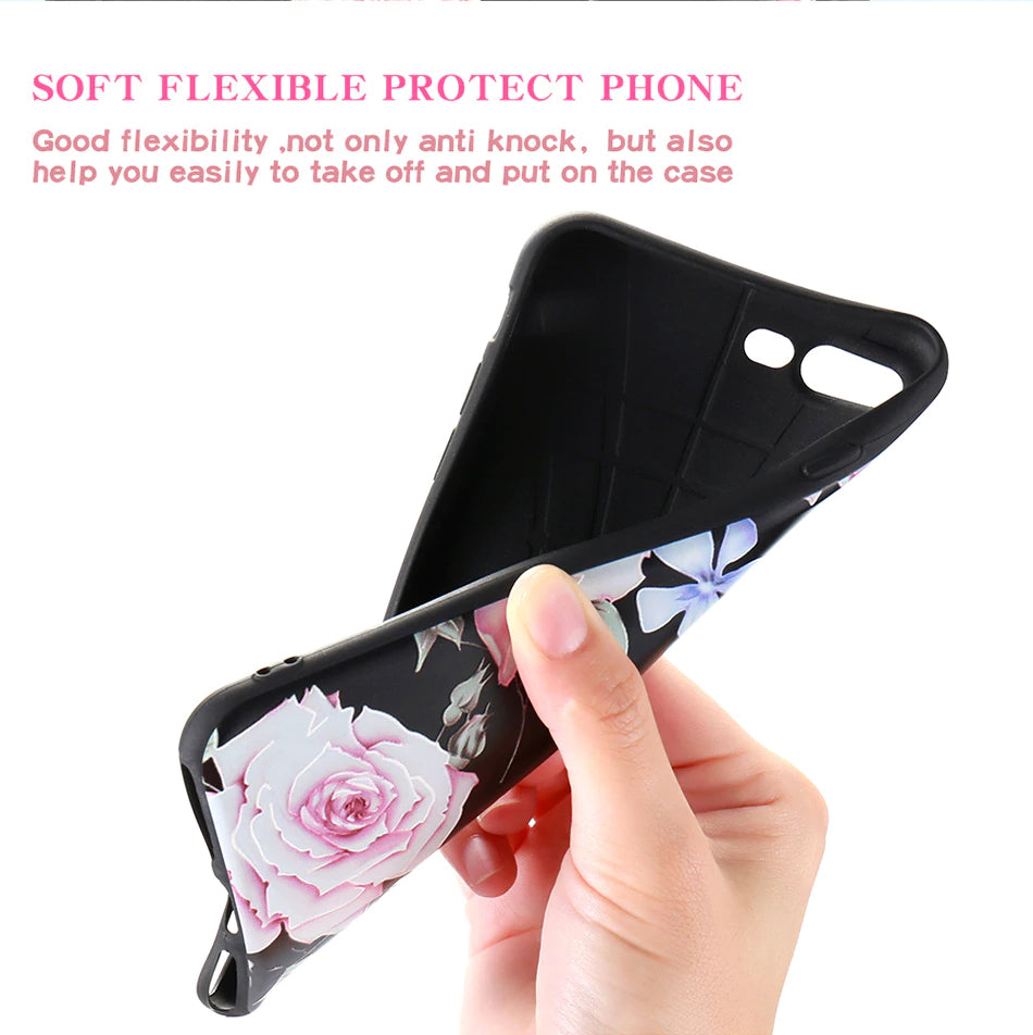 3D Relief Floral Fashion Luxury Cover for iPhone 6 6s iPhone 7 8 Plus Soft Silicone Case for iPhone X XS MAX XR iPhone 5S SE 5