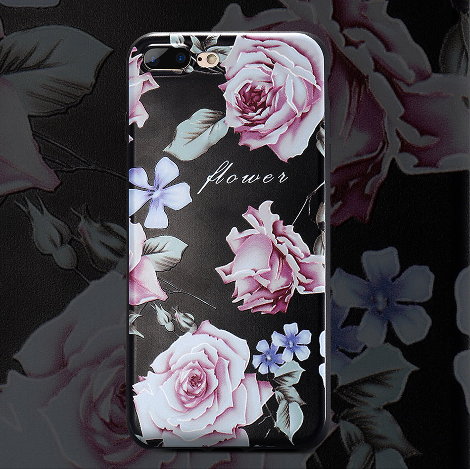 3D Relief Floral Fashion Luxury Cover for iPhone 6 6s iPhone 7 8 Plus Soft Silicone Case for iPhone X XS MAX XR iPhone 5S SE 5