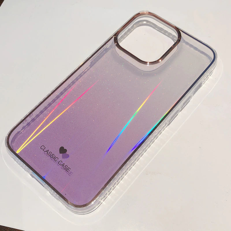 Aurora Love Heart Laser Gradient Clear Case For iPhone 14 Pro MAX 13 12 11 X XR XS 7 8 Plus