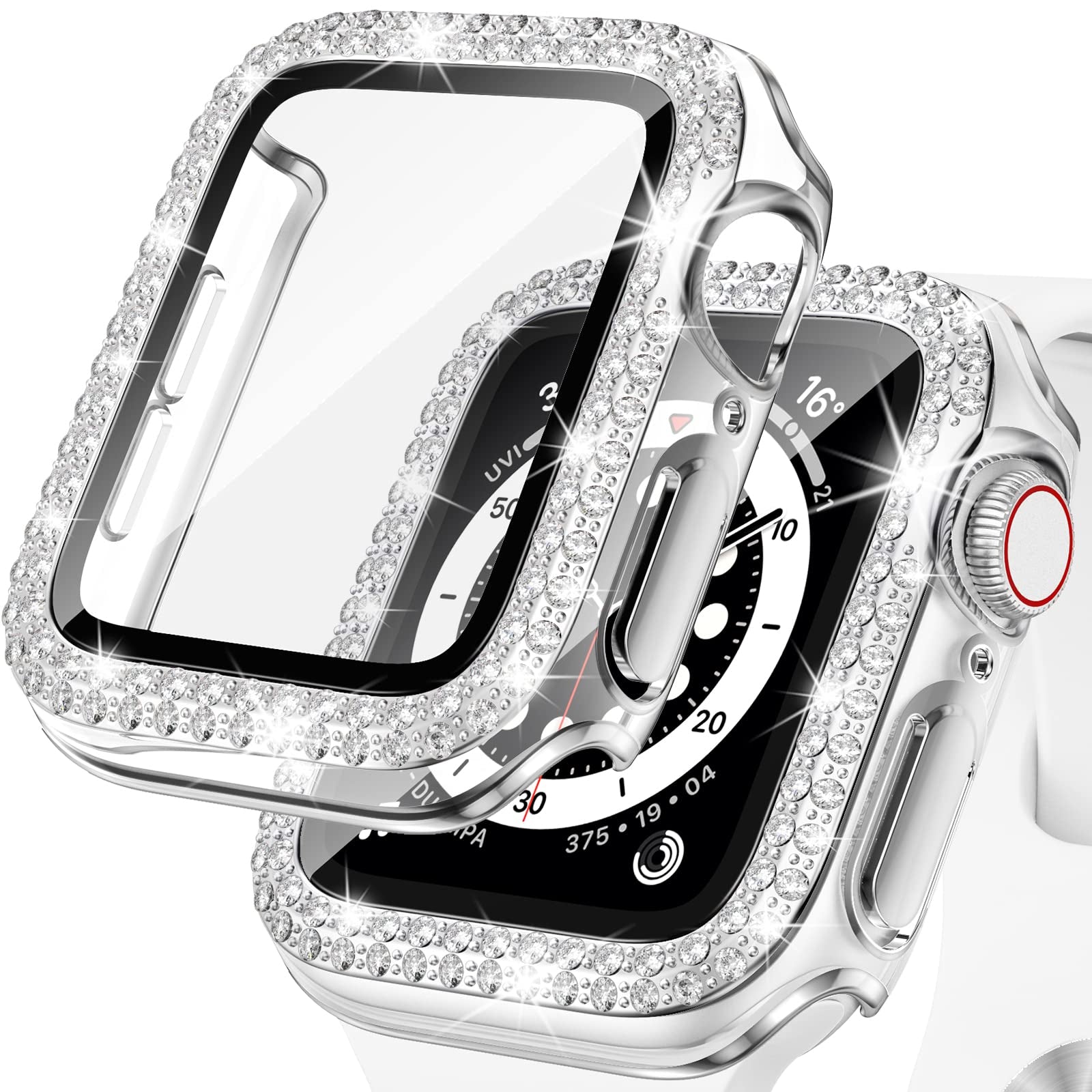 Bling Diamond Apple Watch Case For Series 3 4 5 6 SE 7 8 45/41/40/44/38/42mm With Glass