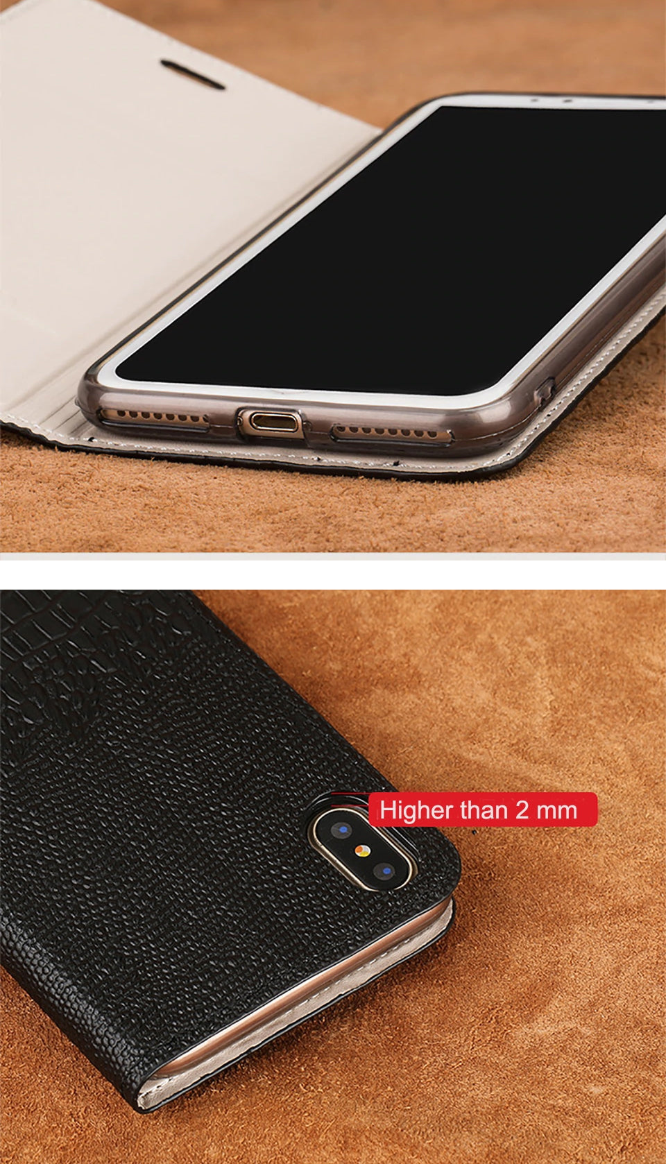 Crocodile Phone Case For iPhone X XS XS Max XR 6 7 8 8 Plus Genuine Leather Flip Case With Built In Card Protector Magnetic Case for iPhone