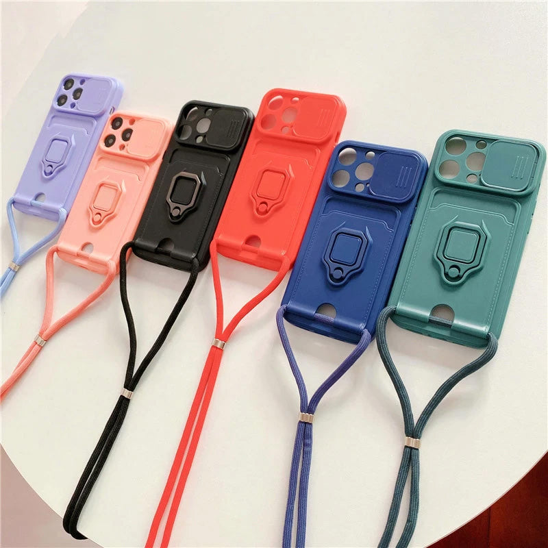 Crossbody Lanyard Card Holder Ring Case For iPhone 11 Pro Max 8 7 Plus XR Xs X SE