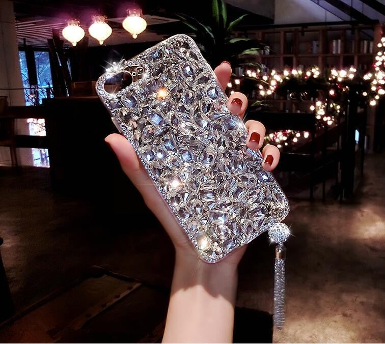 Crystal Diamond Bling Jewelled Rhinestone Case For iPhone Soft Back Anti-Knock Glamour Phone Case For iPhone X 6s 7 8 Plus 5 SE XR Xs Max