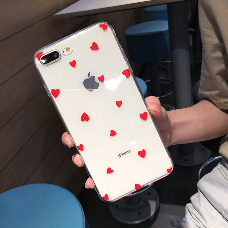 Cute Love Hearts Ultra Slim Transparent Case For iPhone 11 Pro XS Max XR XS X 6 6S 7 8 Plus Soft TPU Clear Phone Back Cover