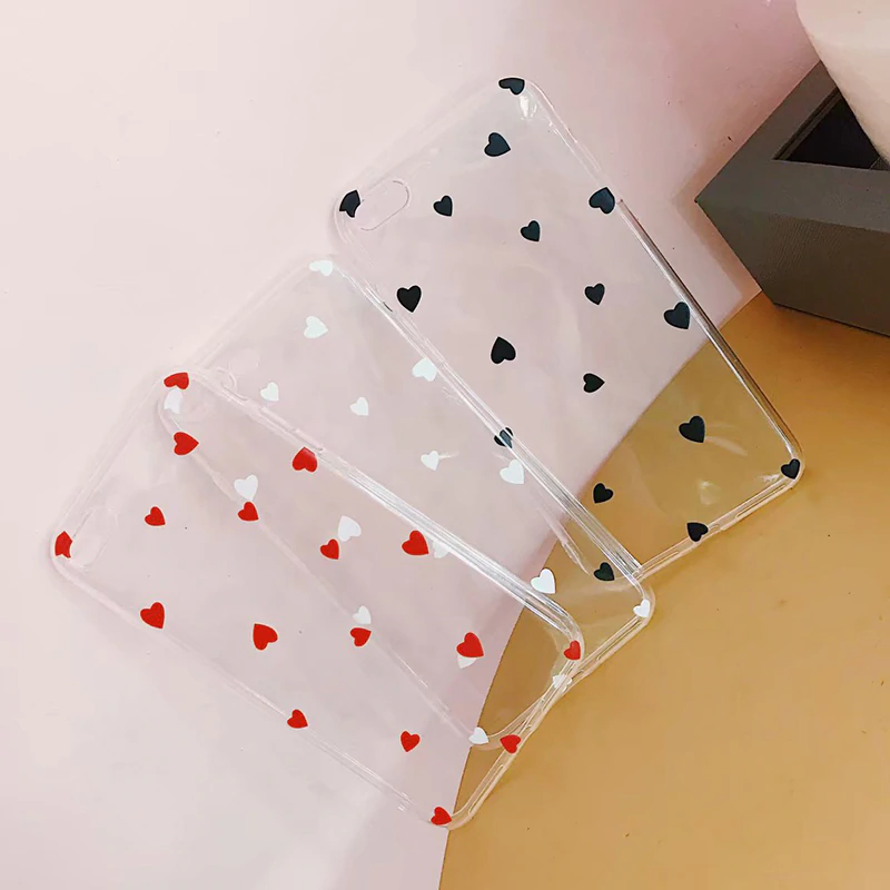 Cute Love Hearts Ultra Slim Transparent Case For iPhone 11 Pro XS Max XR XS X 6 6S 7 8 Plus Soft TPU Clear Phone Back Cover