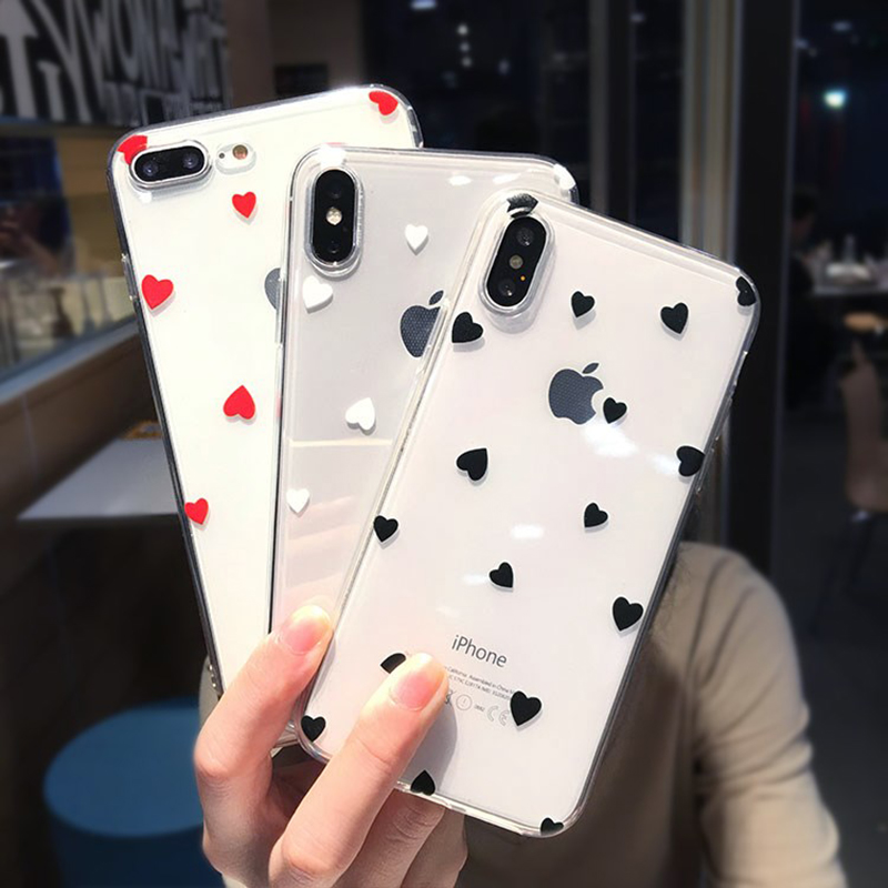 Cute Love Hearts Ultra Slim Transparent Case For iPhone 11 Pro XS Max XR XS X 6 6S 7 8 Plus Soft TPU Clear Phone Back Cover