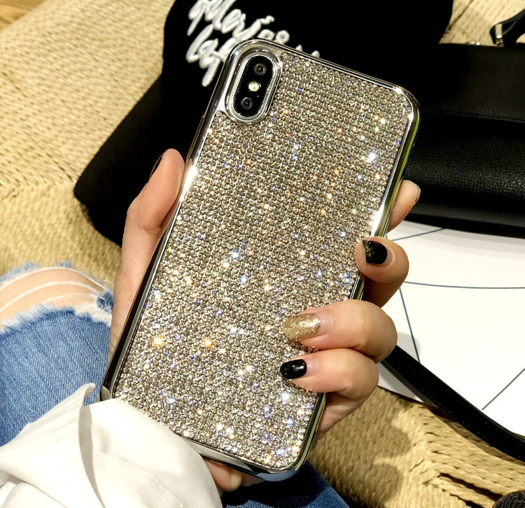 Diamond Diamante Bling iPhone Case Full Crystal Rhinestone Fashion Electroplated Soft Case For iPhone XS Max XR X 8 7 6 6S Plus 5 5S SE