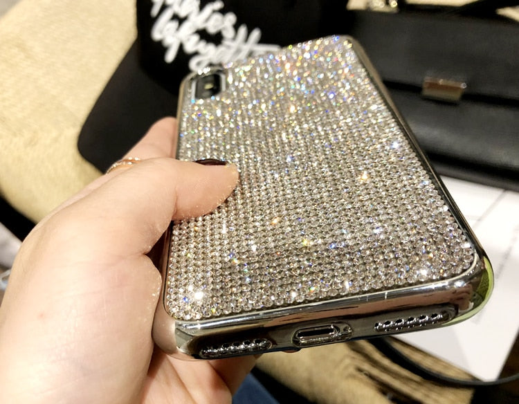 Diamond Diamante Bling iPhone Case Full Crystal Rhinestone Fashion Electroplated Soft Case For iPhone XS Max XR X 8 7 6 6S Plus 5 5S SE