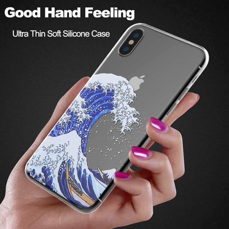 Fine Art Phone Case for iPhone 5 6 7 8 Plus X Ultra Thin Transparent Vintage Oil Painting Art Phone Case For iPhone X