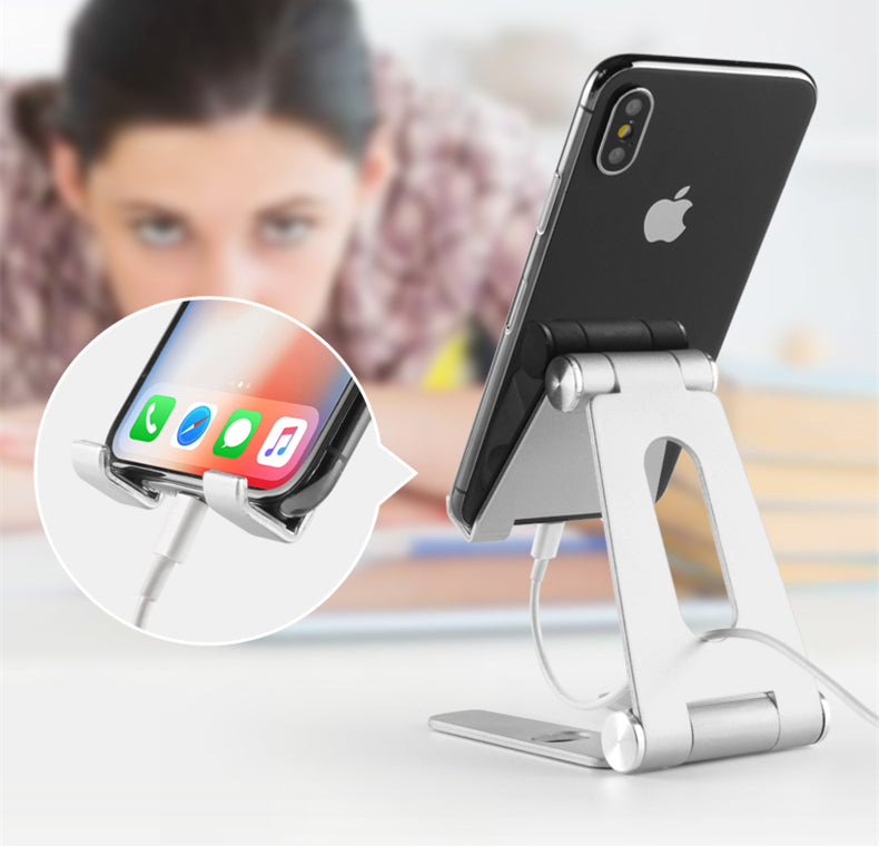 Foldable Aluminium Table Top Tablet Holder Phone Holder Constructed From Metal Alloy Phone Holder Rotatable Portable Desktop Tablet Holder for iPad iPhone Samsung