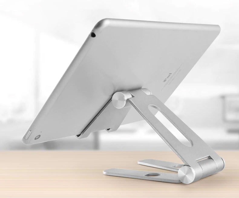 Foldable Aluminium Table Top Tablet Holder Phone Holder Constructed From Metal Alloy Phone Holder Rotatable Portable Desktop Tablet Holder for iPad iPhone Samsung